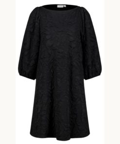 VILA VIDEVERA BOATNECK 3/4 JACQUARD DRESS Musta