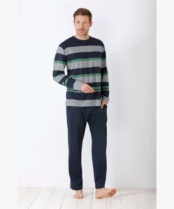 HAJO M.PYJAMA 1/1 Tummansininen