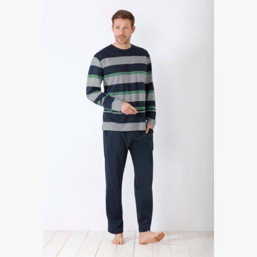 HAJO M.PYJAMA 1/1 Tummansininen