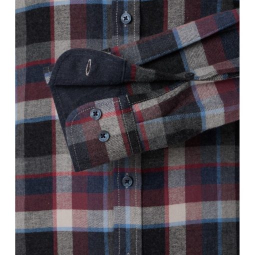 CASAMODA FLANELLIPAITA CASUAL FIT Tummanpunainen - Image 4