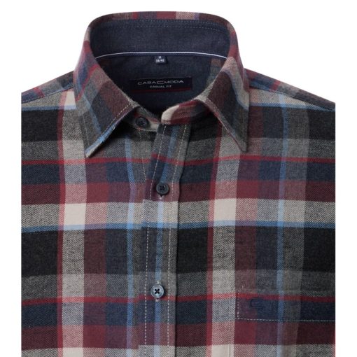 CASAMODA FLANELLIPAITA CASUAL FIT Tummanpunainen - Image 3