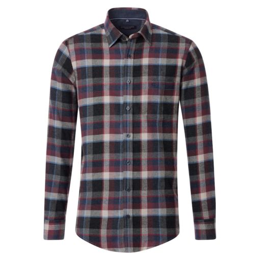 CASAMODA FLANELLIPAITA CASUAL FIT Tummanpunainen