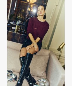 Alternative view of FREEQUENT FQGLITTA NEULE Viininpunainen