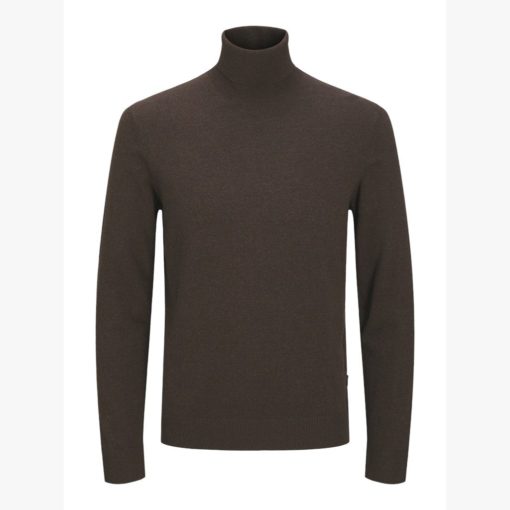 JACK&JONES JJEEMIL KNIT ROLL NECK Tummanruskea