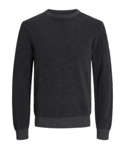 JACK%JONES JJEGLOBE KNIT CREW NECK Hiilenharmaa
