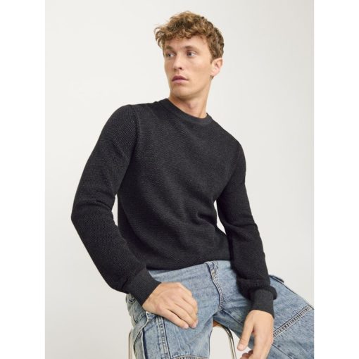 JACK%JONES JJEGLOBE KNIT CREW NECK Hiilenharmaa - Image 3