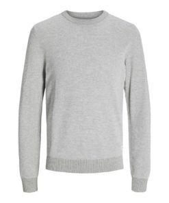 JACK&JONES JJEGLOBE KNIT CREW NECK Vaaleanharmaa