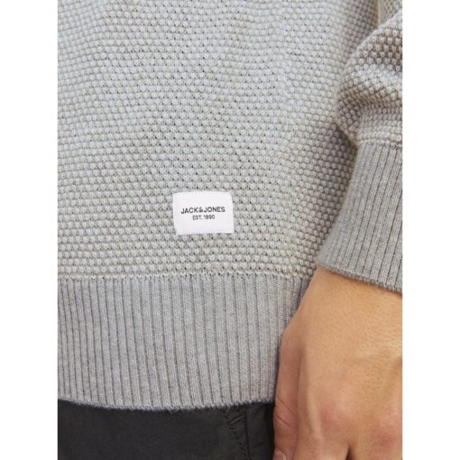 JACK&JONES JJEGLOBE KNIT CREW NECK Vaaleanharmaa - Image 4
