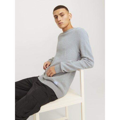 JACK&JONES JJEGLOBE KNIT CREW NECK Vaaleanharmaa - Image 3