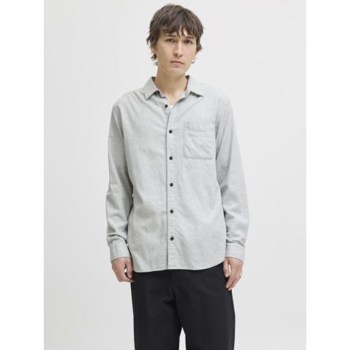 JACK&JONES JJECLASSIC MELANGE SHIRT L/S Vaaleanharmaa - Image 7
