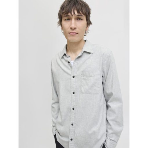 JACK&JONES JJECLASSIC MELANGE SHIRT L/S Vaaleanharmaa - Image 2