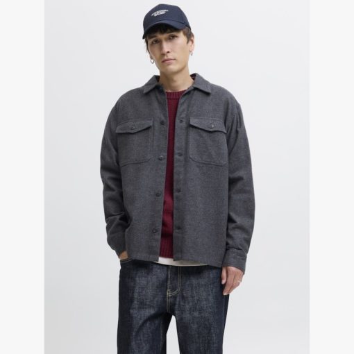 JACK&JONES JJEPERFECT MELANGE OVERSHIRT LS Hiilenharmaa - Image 6
