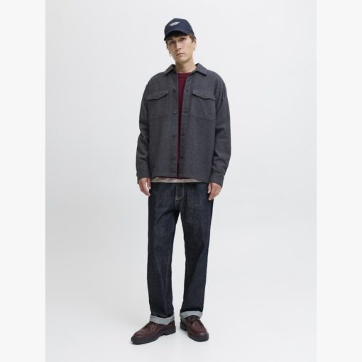 JACK&JONES JJEPERFECT MELANGE OVERSHIRT LS Hiilenharmaa - Image 2