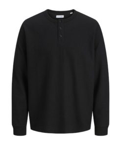 JACK&JONES JJEDOVER HENLEY LS TEE Musta