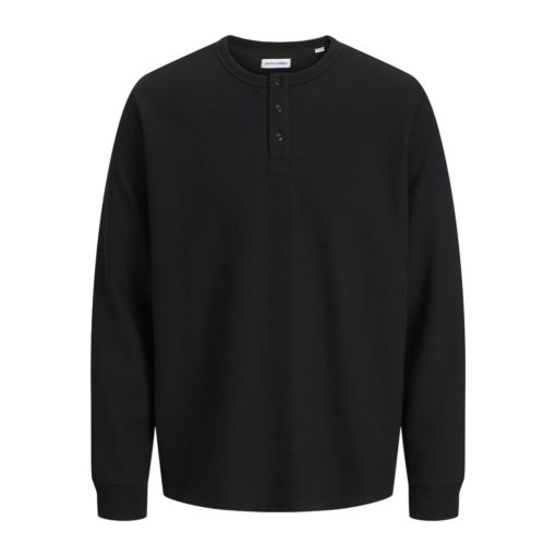 JACK&JONES JJEDOVER HENLEY LS TEE Musta