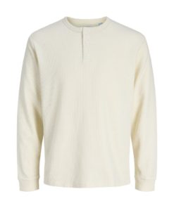 JACK&JONES JJEDOVER HENLEY LS TEE Luonnonvalkoinen