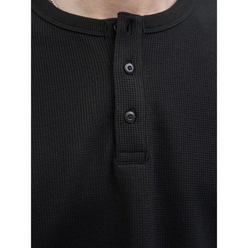 JACK&JONES JJEDOVER HENLEY LS TEE Musta - Image 7