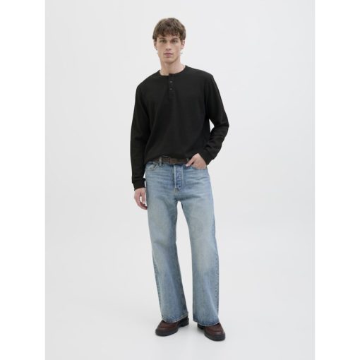 JACK&JONES JJEDOVER HENLEY LS TEE Musta - Image 3