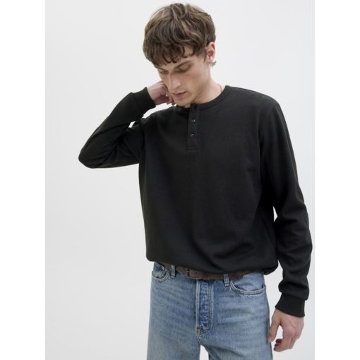 JACK&JONES JJEDOVER HENLEY LS TEE Musta - Image 4