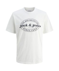 JACK&JONES JJEDOWER PRINT TEE SS CREW NECK Luonnonvalkoinen