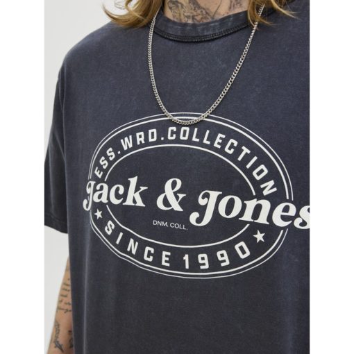 JACK&JONES JJEDOWER PRINT TEE SS CREW NECK Hiilenharmaa - Image 3