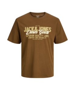JACK&JONES JJELOGO TEE SS O-NECK Ruskea