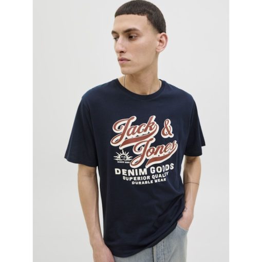 JACK&JONES JJELOGO TEE SS O-NECK Tummansininen - Image 2