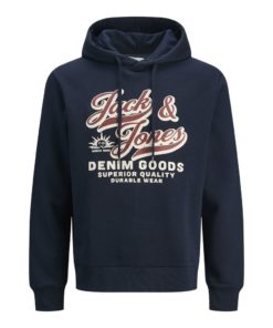 JACK&JONES JJELOGO SWEAT HOOD Tummansininen