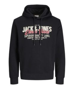 JACK&JONES JJELOGO SWEAT HOOD Musta