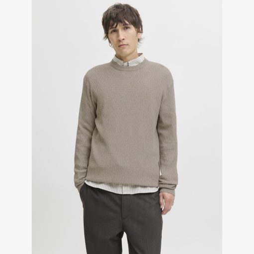 JACK&JONES JPRBLAREAGAN KNIT CREW NECK Vaaleanruskea - Image 5