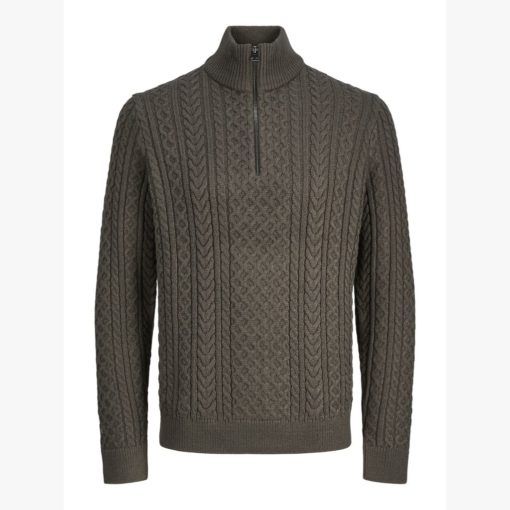 JACK&JONES JPRBLUSEAN KNIT CABLE HALF ZIP Havunvihreä