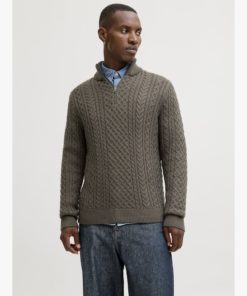 Alternative view of JACK&JONES JPRBLUSEAN KNIT CABLE HALF ZIP Havunvihreä
