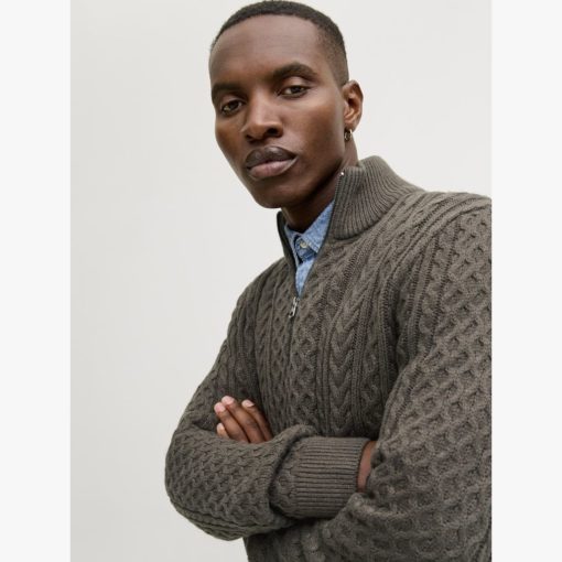JACK&JONES JPRBLUSEAN KNIT CABLE HALF ZIP Havunvihreä - Image 7
