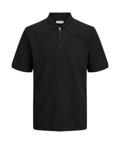 JACK&JONES JJEAUSTIN ZIP POLO SS PLUS Musta