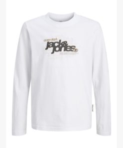 JACK&JONES JCOGRID BRANDING TEE LS CREW NECK JUNIOR Valkoinen