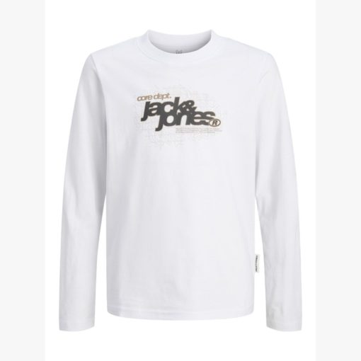 JACK&JONES JCOGRID BRANDING TEE LS CREW NECK JUNIOR Valkoinen