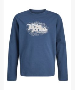 JACK&JONES JCOGRID BRANDING TEE LS CREW NECK JUNIOR Tummansininen