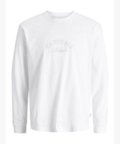 JACK&JONES JORBLEECKER BRANDING TEE LS Valkoinen