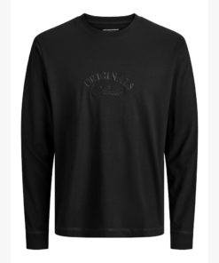 JACK&JONES JORBLEECKER BRANDING TEE LS Musta