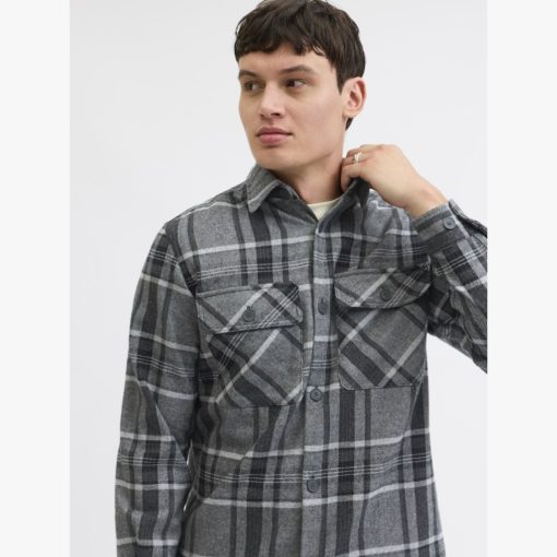 JACK&JONES JPRRAYLE MELANGE CHECK L/S OVERSHIRT Harmaa - Image 7