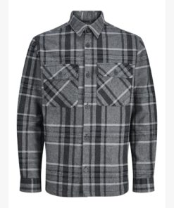 JACK&JONES JPRRAYLE MELANGE CHECK L/S OVERSHIRT Harmaa