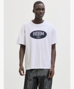 JACK&JONES JJEDOWER DENIM TEE SS O-NECK Valkoinen