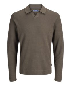 JACK&JONES JPRBLURILEY KNIT SPLIT NECK LS MOREL