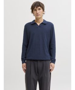 Alternative view of JACK&JONES JPRBLURILEY KNIT SPLIT NECK LS Tummansininen
