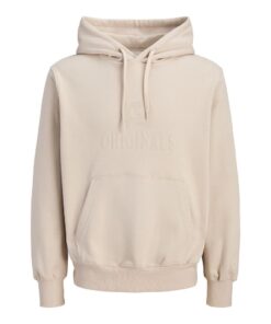 JACK&JONES JORFREDERIKSBERG MONOGRAM SWEAT HOOD FEATHER GRAY