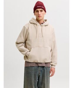 JACK&JONES JORFREDERIKSBERG MONOGRAM SWEAT HOOD FEATHER GRAY - Image 2