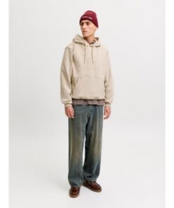 JACK&JONES JORFREDERIKSBERG MONOGRAM SWEAT HOOD FEATHER GRAY - Image 4