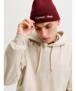 JACK&JONES JORFREDERIKSBERG MONOGRAM SWEAT HOOD FEATHER GRAY - Image 3