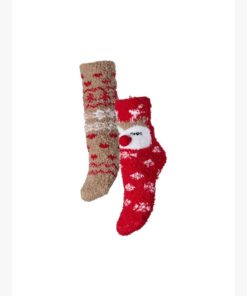 PIECES PCJOY XMAS FLUFFY SOCKS 2-PACK Punainen