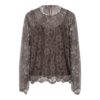 PIECES PCOLLINE LS LACE O-NECK TOP HOT FUDGE